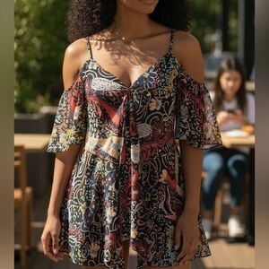 Lord and Taylor Tunic paisley floral Top Dress design Lab Y2k( L)